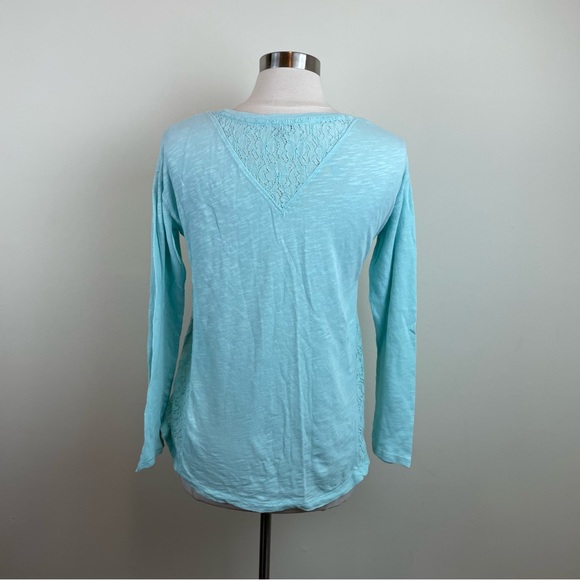 Chip & Pepper Blue Yellow Boho Bohemian Lace Long Sleeve Top Women XS - Picture 5 of 7